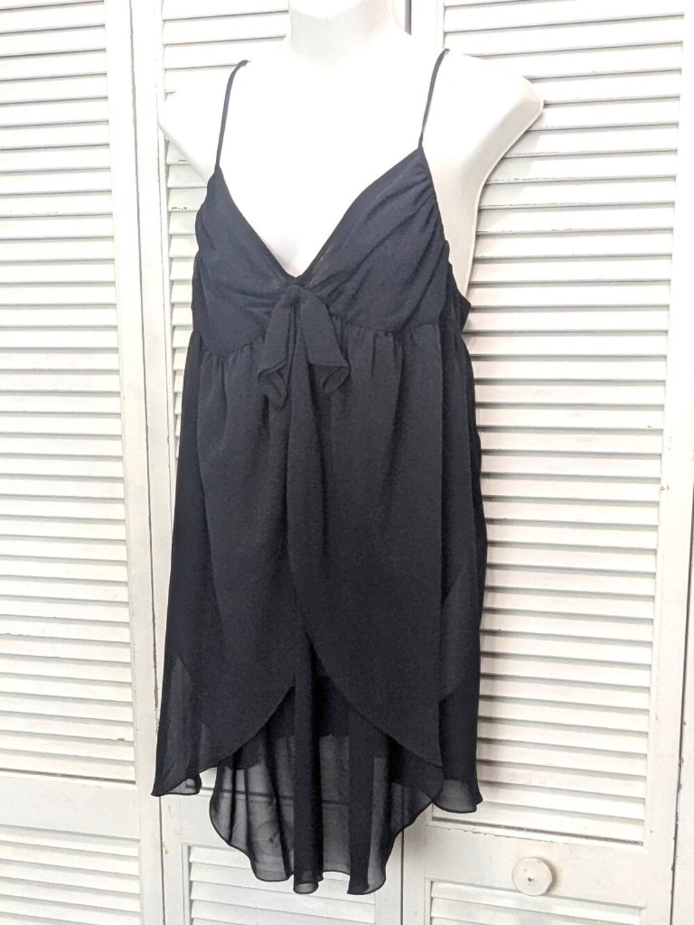 VTG Victoria's Secret Black Chiffon Babydoll Negligee Sheer 90s Gold Label Large